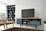 Liberty 70.86" Mid-Century Modern TV Stand in Rustic Brown and Aqua Blue by Manhattan Comfort at Eve Furniture