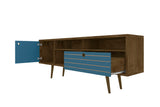 Liberty 70.86" Mid-Century Modern TV Stand in Rustic Brown and Aqua Blue by Manhattan Comfort at Eve Furniture