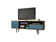 Liberty 70.86" Mid-Century Modern TV Stand in Rustic Brown and Aqua Blue by Manhattan Comfort at Eve Furniture