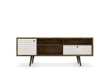 Liberty 70.86" Mid-Century Modern TV Stand in Rustic Brown and White by Manhattan Comfort at Eve Furniture