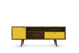 Liberty 70.86" Mid-Century Modern TV Stand in Rustic Brown and Yellow by Manhattan Comfort at Eve Furniture