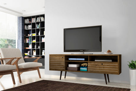 Liberty 70.86" Mid-Century Modern TV Stand in Rustic Brown by Manhattan Comfort at Eve Furniture