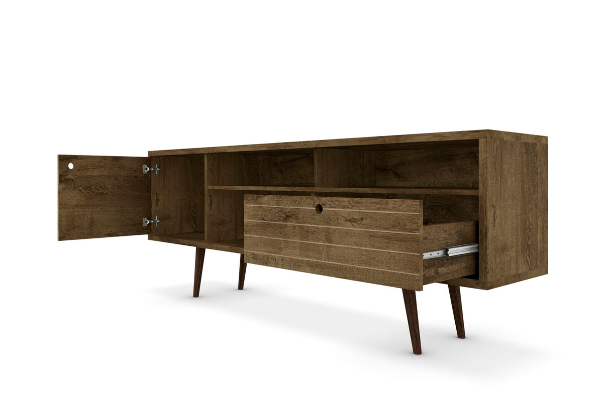 Liberty 70.86" Mid-Century Modern TV Stand in Rustic Brown by Manhattan Comfort at Eve Furniture
