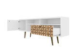 Liberty 70.86" Mid-Century Modern TV Stand in White and 3D Brown Prints by Manhattan Comfort at Eve Furniture