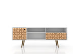 Liberty 70.86" Mid-Century Modern TV Stand in White and 3D Brown Prints by Manhattan Comfort at Eve Furniture