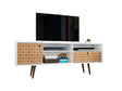 Liberty 70.86" Mid-Century Modern TV Stand in White and 3D Brown Prints by Manhattan Comfort at Eve Furniture