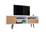 Liberty 70.86" Mid-Century Modern TV Stand in White and 3D Brown Prints by Manhattan Comfort at Eve Furniture