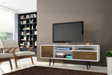 Liberty 70.86" Mid-Century Modern TV Stand in White and Rustic Brown by Manhattan Comfort at Eve Furniture