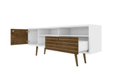 Liberty 70.86" Mid-Century Modern TV Stand in White and Rustic Brown by Manhattan Comfort at Eve Furniture