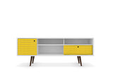 Liberty 70.86" Mid-Century Modern TV Stand in White and Yellow by Manhattan Comfort at Eve Furniture