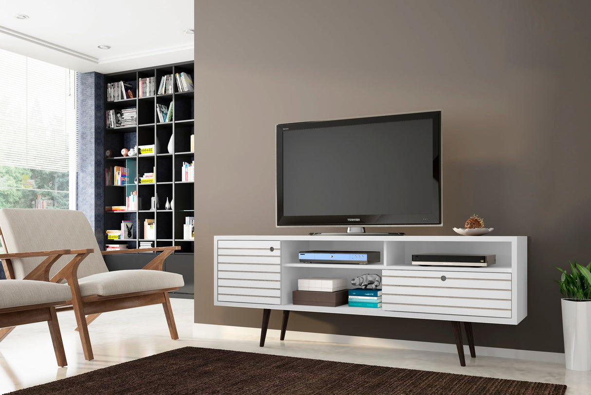 Liberty 70.86" Mid-Century Modern TV Stand in White by Manhattan Comfort at Eve Furniture