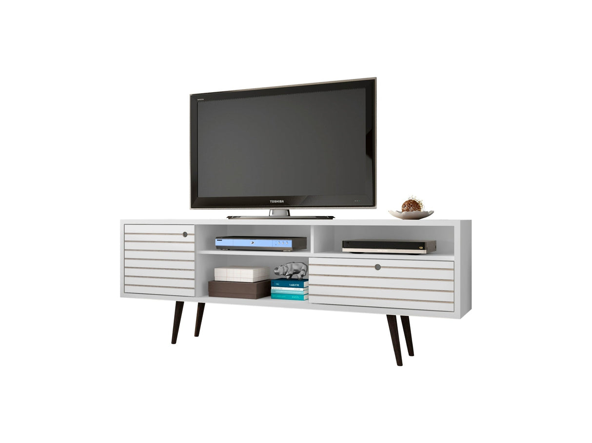Liberty 70.86" Mid-Century Modern TV Stand in White by Manhattan Comfort at Eve Furniture