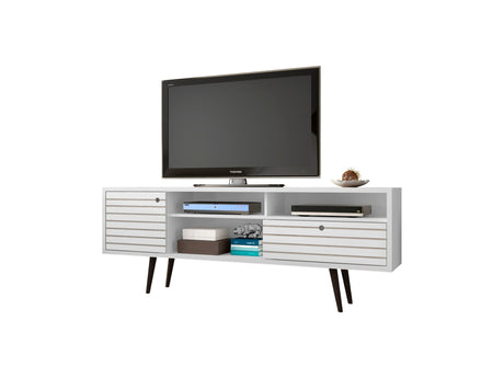 Liberty 70.86" Mid-Century Modern TV Stand in White by Manhattan Comfort at Eve Furniture