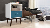 Liberty Mid-Century Modern Nightstand 1.0 in White and Aqua Blue by Manhattan Comfort at Eve Furniture