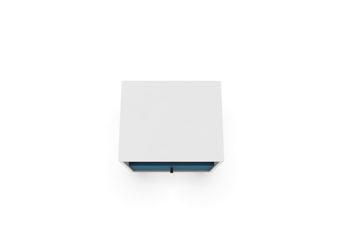 Liberty Mid-Century Modern Nightstand 1.0 in White and Aqua Blue by Manhattan Comfort at Eve Furniture
