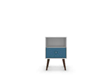 Liberty Mid-Century Modern Nightstand 1.0 in White and Aqua Blue by Manhattan Comfort at Eve Furniture