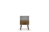Liberty Mid-Century Modern Nightstand 1.0 in White and Rustic Brown by Manhattan Comfort at Eve Furniture