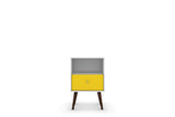 Liberty Mid-Century Modern Nightstand 1.0 in White and Yellow by Manhattan Comfort at Eve Furniture