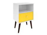 Liberty Mid-Century Modern Nightstand 1.0 in White and Yellow by Manhattan Comfort at Eve Furniture