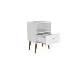 Liberty Mid-Century Modern Nightstand 1.0 in White by Manhattan Comfort at Eve Furniture