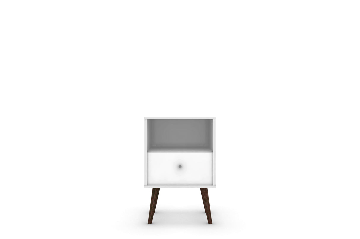 Liberty Mid-Century Modern Nightstand 1.0 in White by Manhattan Comfort at Eve Furniture