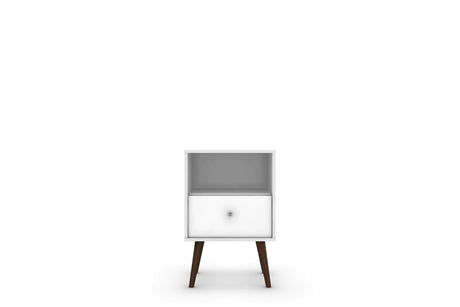 Liberty Mid-Century Modern Nightstand 1.0 in White by Manhattan Comfort at Eve Furniture
