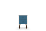 Liberty Mid-Century Modern Nightstand 2.0 in White and Aqua Blue by Manhattan Comfort at Eve Furniture