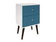 Liberty Mid-Century Modern Nightstand 2.0 in White and Aqua Blue by Manhattan Comfort at Eve Furniture