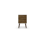 Liberty Mid-Century Modern Nightstand 2.0 in White and Rustic Brown by Manhattan Comfort at Eve Furniture