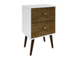 Liberty Mid-Century Modern Nightstand 2.0 in White and Rustic Brown by Manhattan Comfort at Eve Furniture
