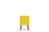 Liberty Mid-Century Modern Nightstand 2.0 in White and Yellow by Manhattan Comfort at Eve Furniture