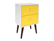 Liberty Mid-Century Modern Nightstand 2.0 in White and Yellow by Manhattan Comfort at Eve Furniture