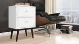 Liberty Mid-Century Modern Nightstand 2.0 in White by Manhattan Comfort at Eve Furniture