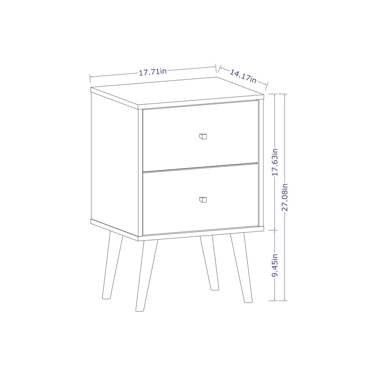Liberty Mid-Century Modern Nightstand 2.0 in White by Manhattan Comfort at Eve Furniture