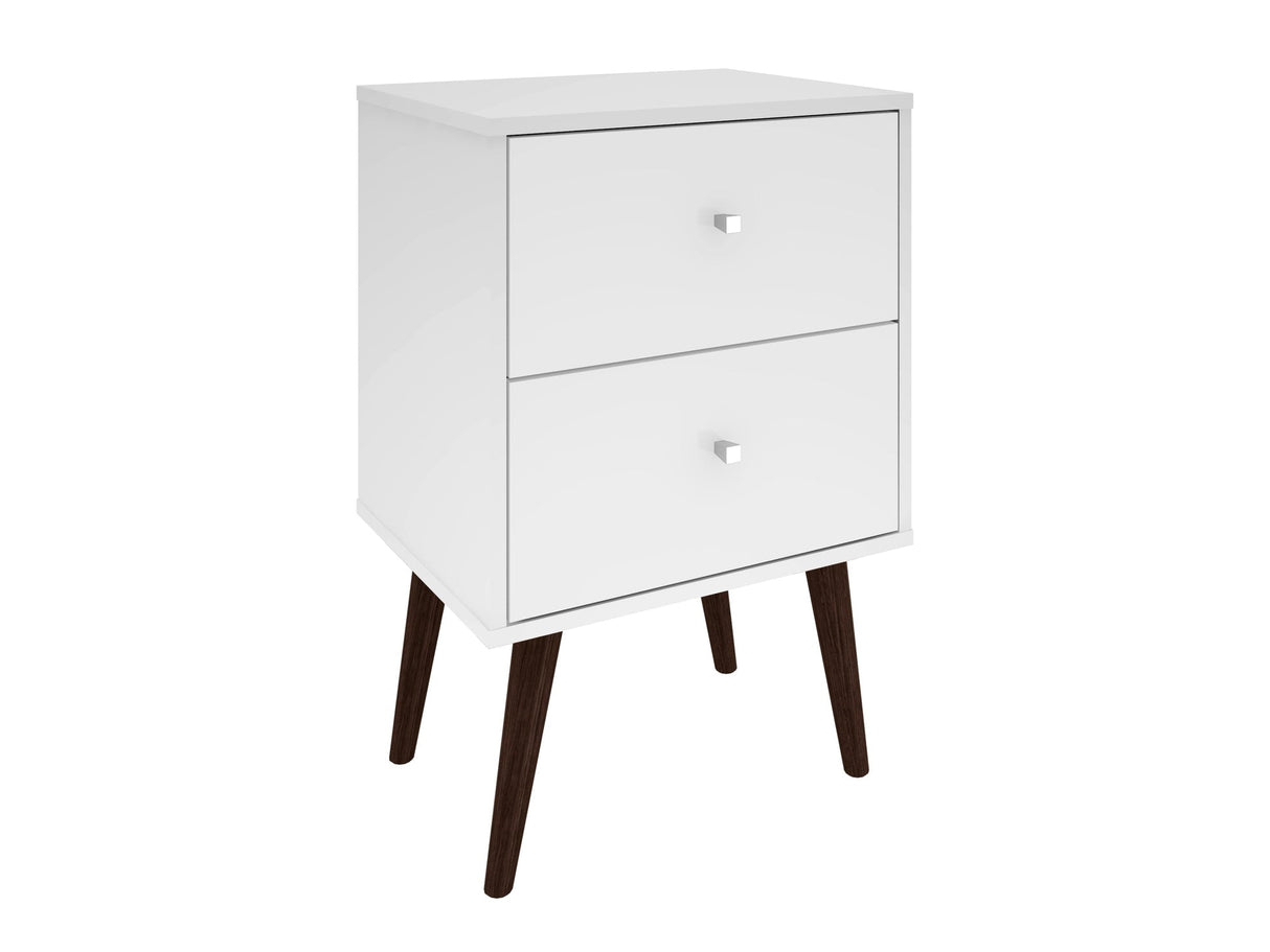 Liberty Mid-Century Modern Nightstand 2.0 in White by Manhattan Comfort at Eve Furniture