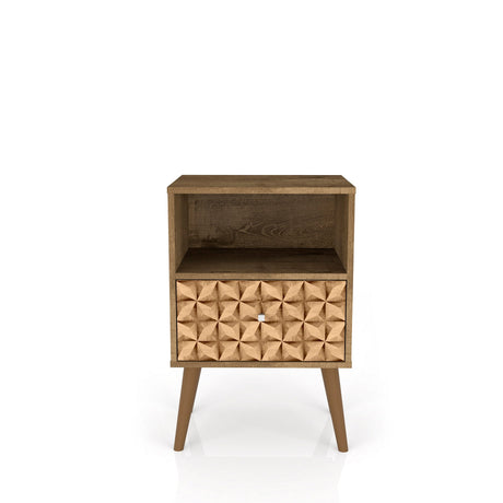 Liberty Nightstand 1.0 in Rustic Brown and 3D Brown Prints by Manhattan Comfort at Eve Furniture