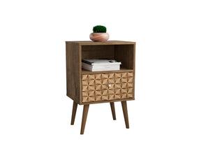 Liberty Nightstand 1.0 in Rustic Brown and 3D Brown Prints by Manhattan Comfort at Eve Furniture