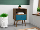 Liberty Nightstand 1.0 in Rustic Brown and Aqua Blue by Manhattan Comfort at Eve Furniture