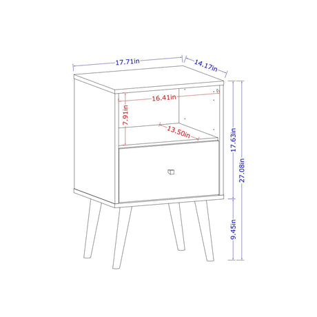 Liberty Nightstand 1.0 in Rustic Brown and White by Manhattan Comfort at Eve Furniture
