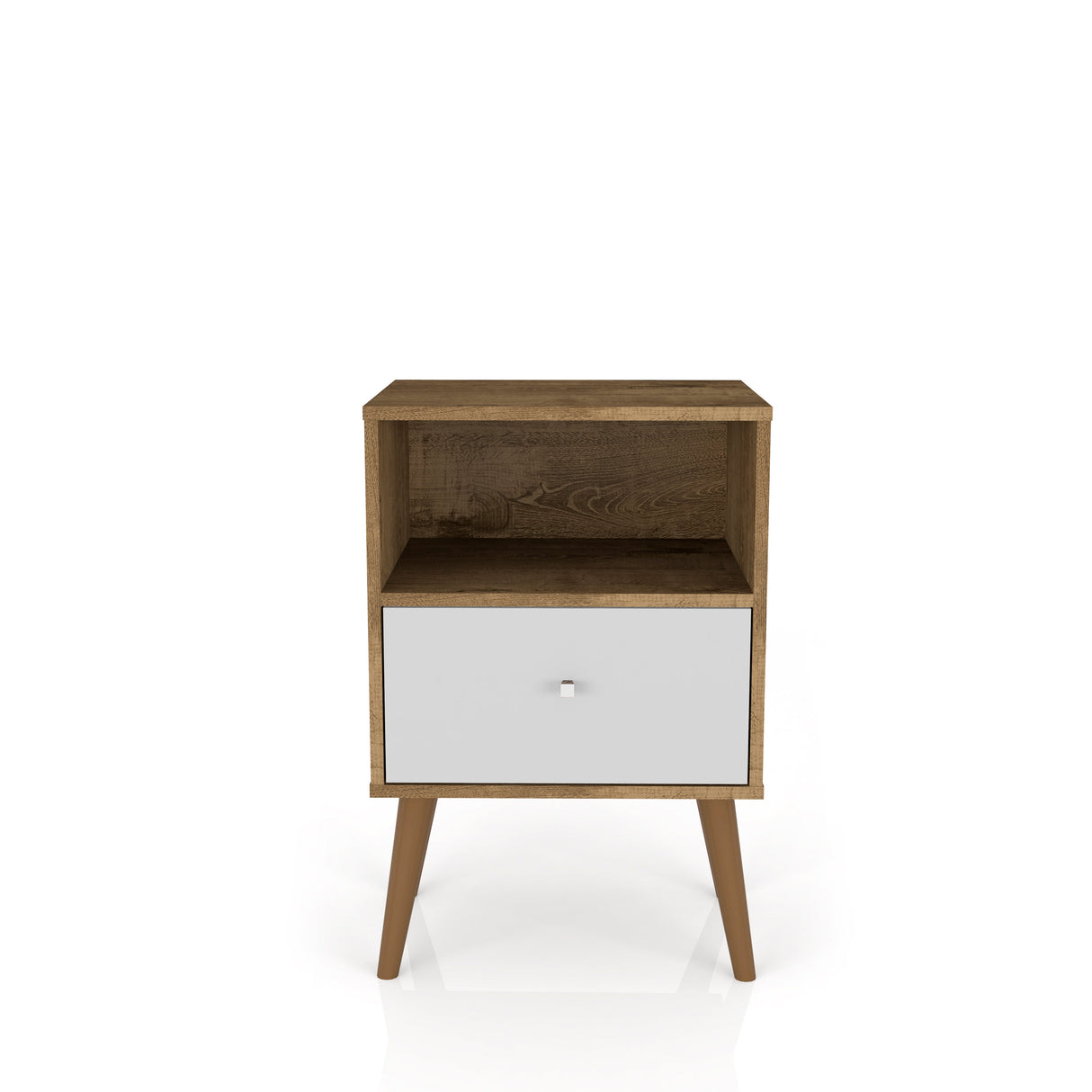 Liberty Nightstand 1.0 in Rustic Brown and White by Manhattan Comfort at Eve Furniture