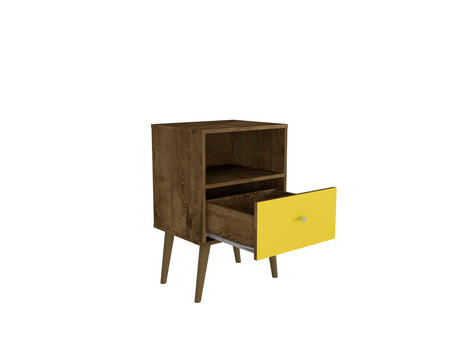 Liberty Nightstand 1.0 in Rustic Brown and Yellow by Manhattan Comfort at Eve Furniture