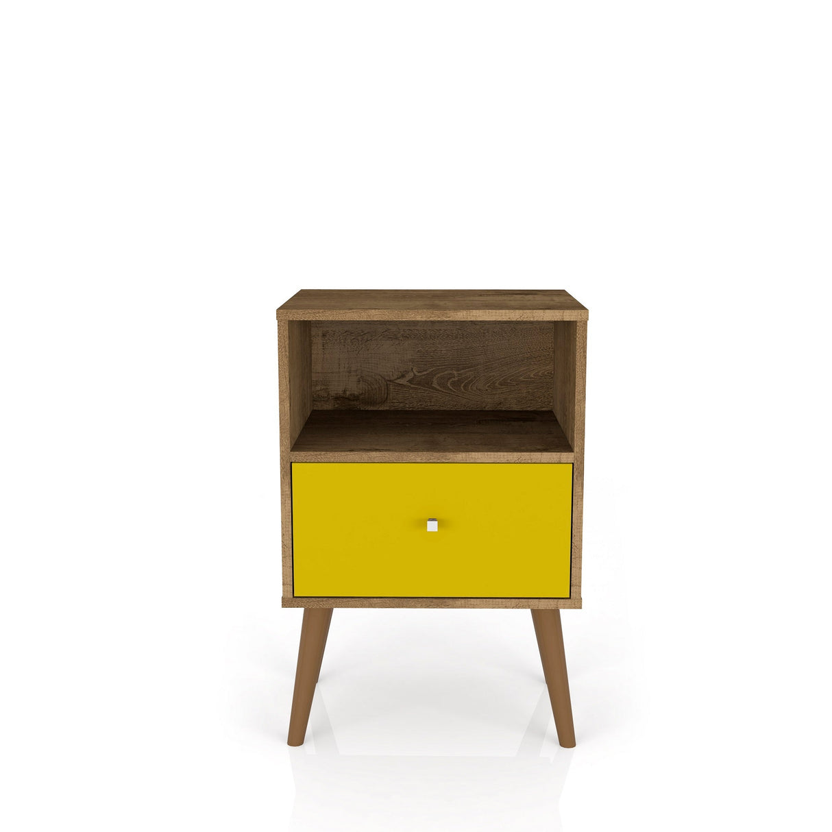 Liberty Nightstand 1.0 in Rustic Brown and Yellow by Manhattan Comfort at Eve Furniture