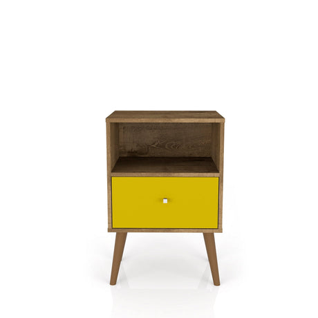 Liberty Nightstand 1.0 in Rustic Brown and Yellow by Manhattan Comfort at Eve Furniture