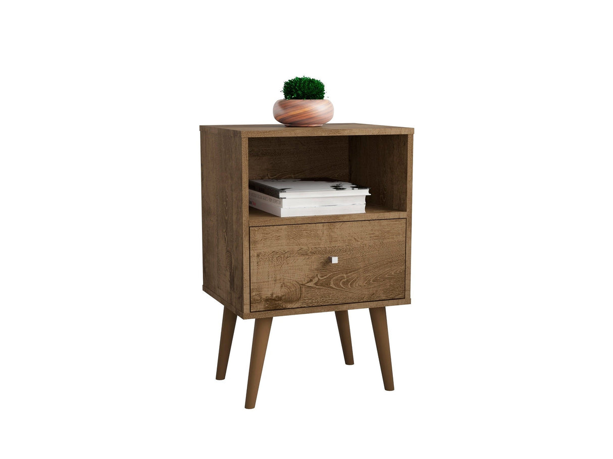 Liberty Nightstand 1.0 in Rustic Brown by Manhattan Comfort at Eve Furniture