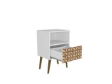 Liberty Nightstand 1.0 in White and 3D Brown Prints by Manhattan Comfort at Eve Furniture