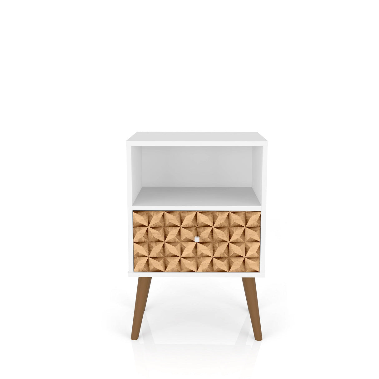 Liberty Nightstand 1.0 in White and 3D Brown Prints by Manhattan Comfort at Eve Furniture
