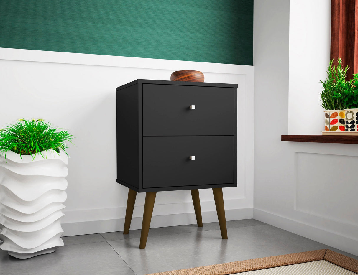 Liberty Nightstand 2.0 in Black by Manhattan Comfort at Eve Furniture