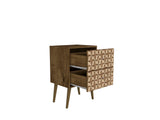 Liberty Nightstand 2.0 in Rustic Brown and 3D Brown Prints by Manhattan Comfort at Eve Furniture