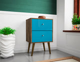 Liberty Nightstand 2.0 in Rustic Brown and Aqua Blue by Manhattan Comfort at Eve Furniture