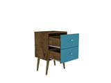 Liberty Nightstand 2.0 in Rustic Brown and Aqua Blue by Manhattan Comfort at Eve Furniture